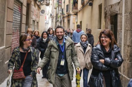 Photograph of a group of people walking
