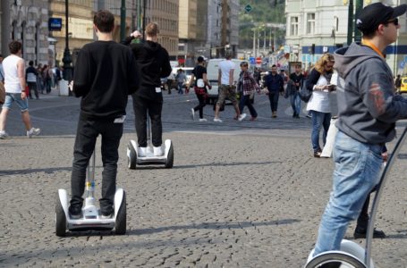 People riding segways