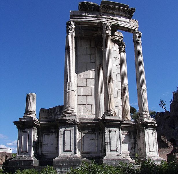 Temple of Vesta in the Forum Romanum in Rome.