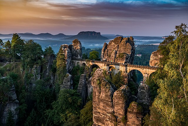 Bastei Bridge in the Elbe Sandstone Mountains of Germany