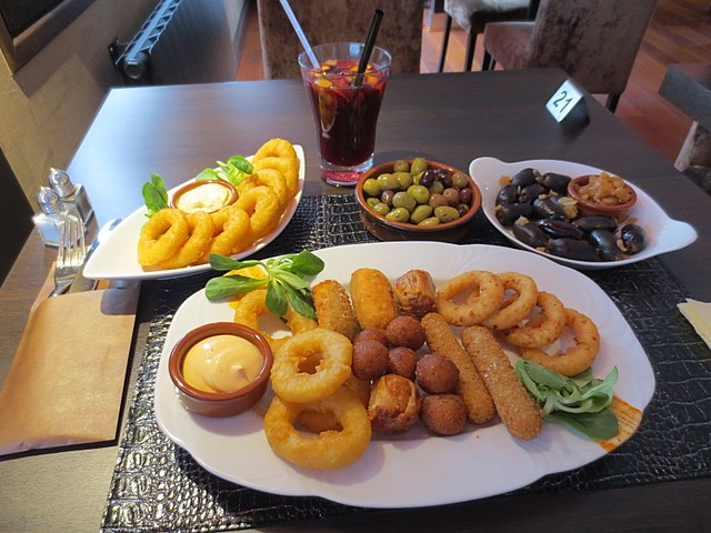 Plates of Tapas assortment
