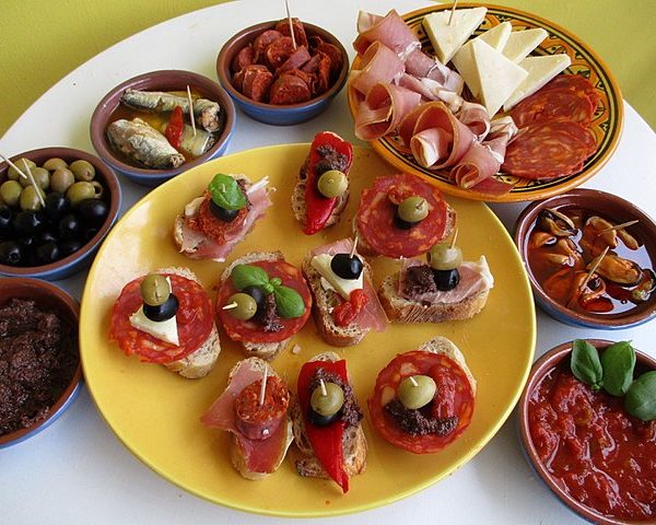 Plates of Tapas assortment