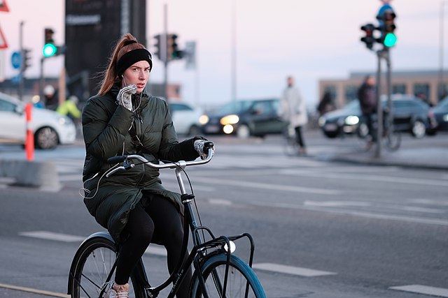 Cyclist in Copenhagen, Denmark