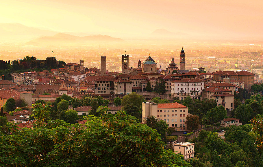 Sunrise at Bergamo old town, Lombardy, Italy