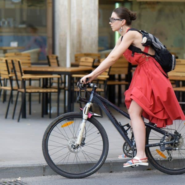 Woman in bicycle