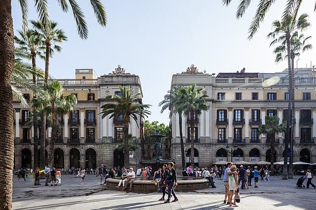 Plaça Reial in the Gothic Quarter of Barcelona