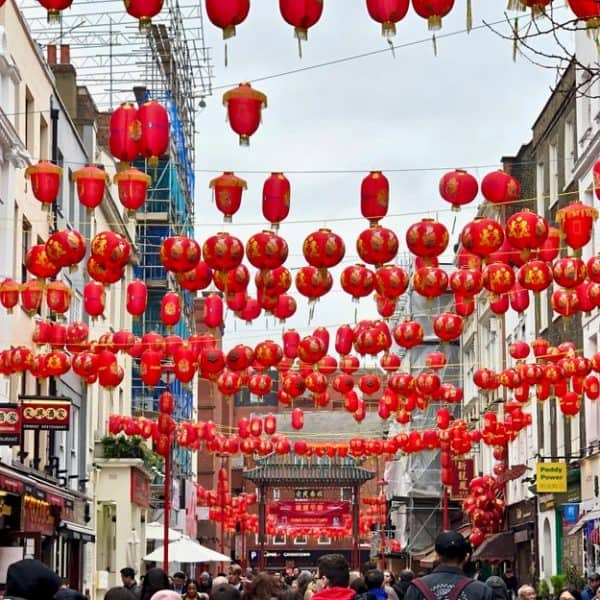 Lanterns suspended at Chinatown, London